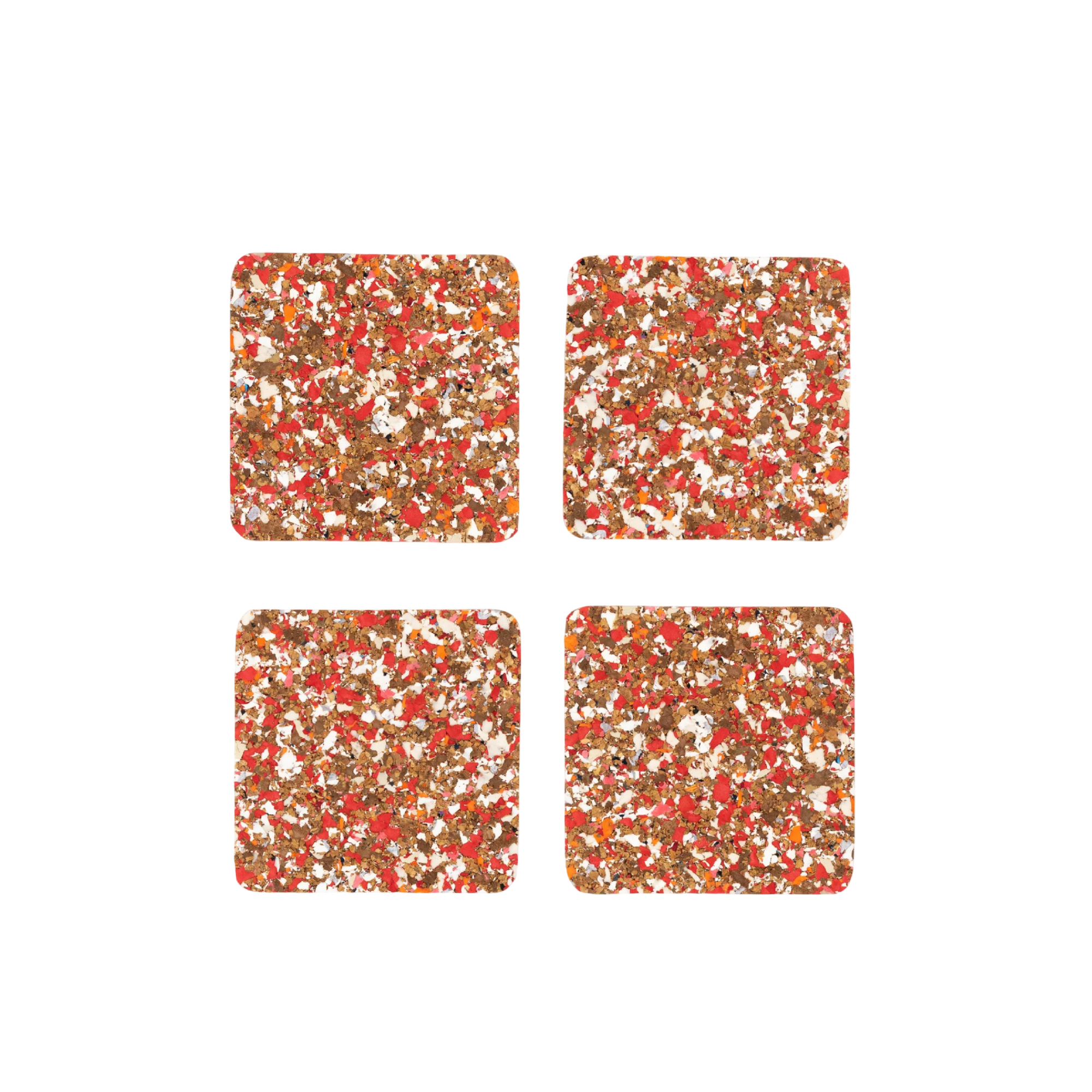Yod & Co - Speckled Square cork Coasters Set of 4 | Red