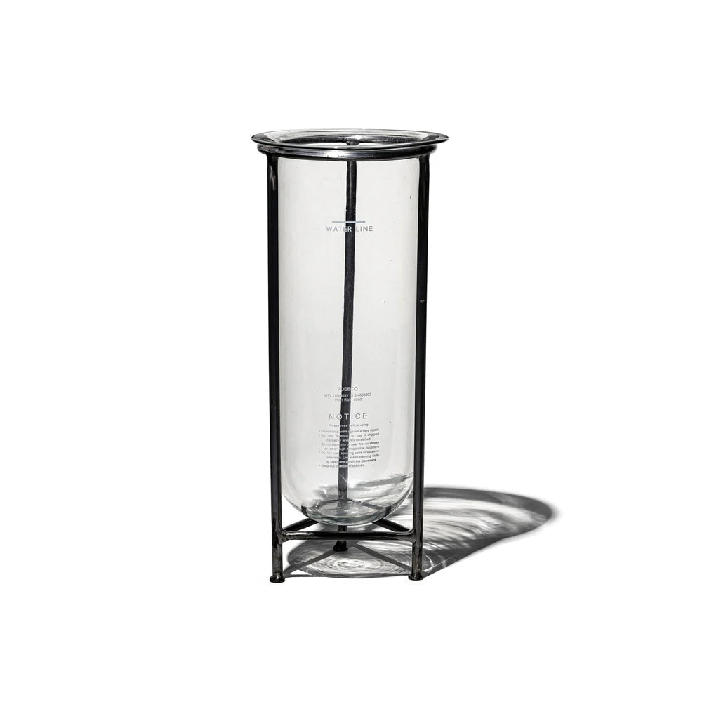 Glass Tube Vase with Steel Stand
