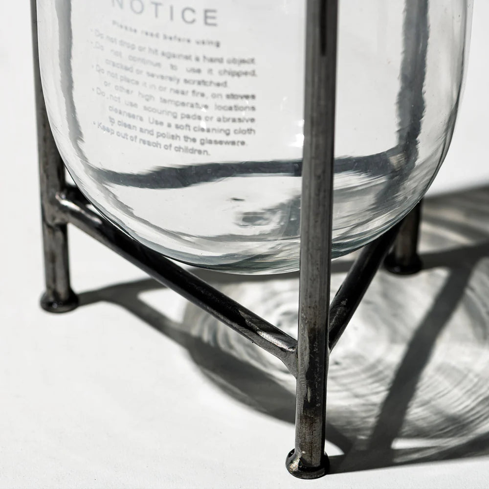 Glass Tube Vase with Steel Stand
