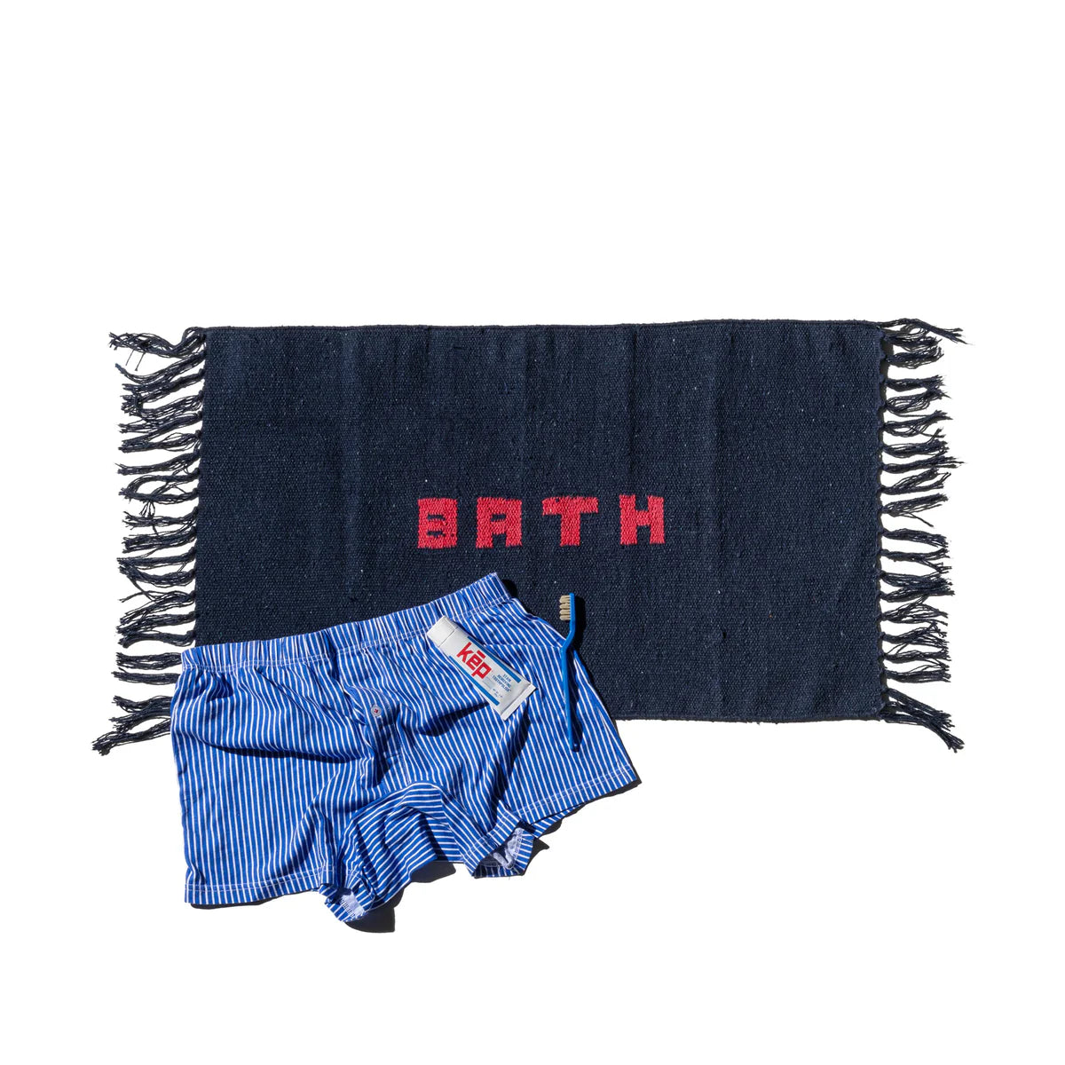 Handloomed Recycled Yarn Bath Mat – Navy