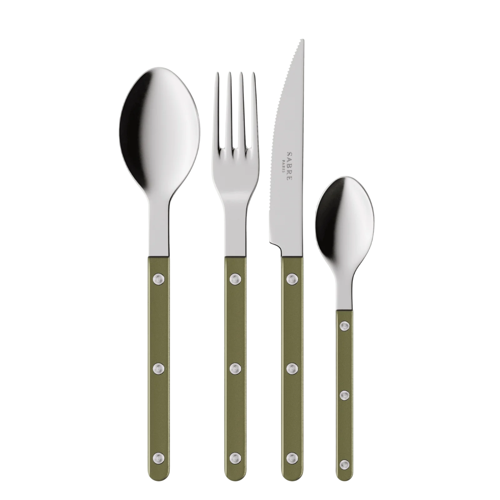 4 Pieces Shiny Cutlery Set - Olive