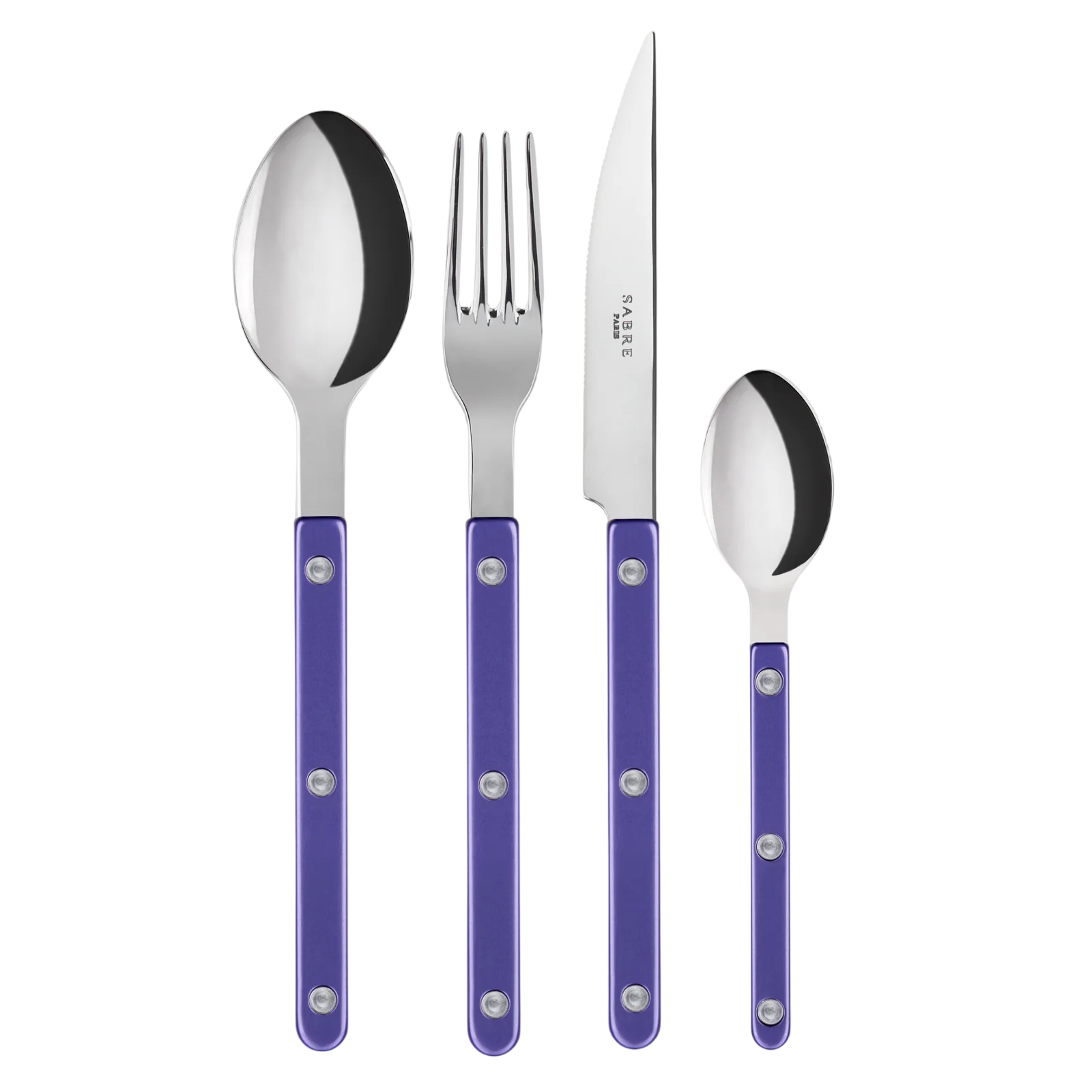 4 Pieces Shiny Cutlery Set - Purple