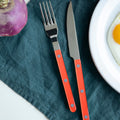 4 Pieces Shiny Cutlery Set - Orange