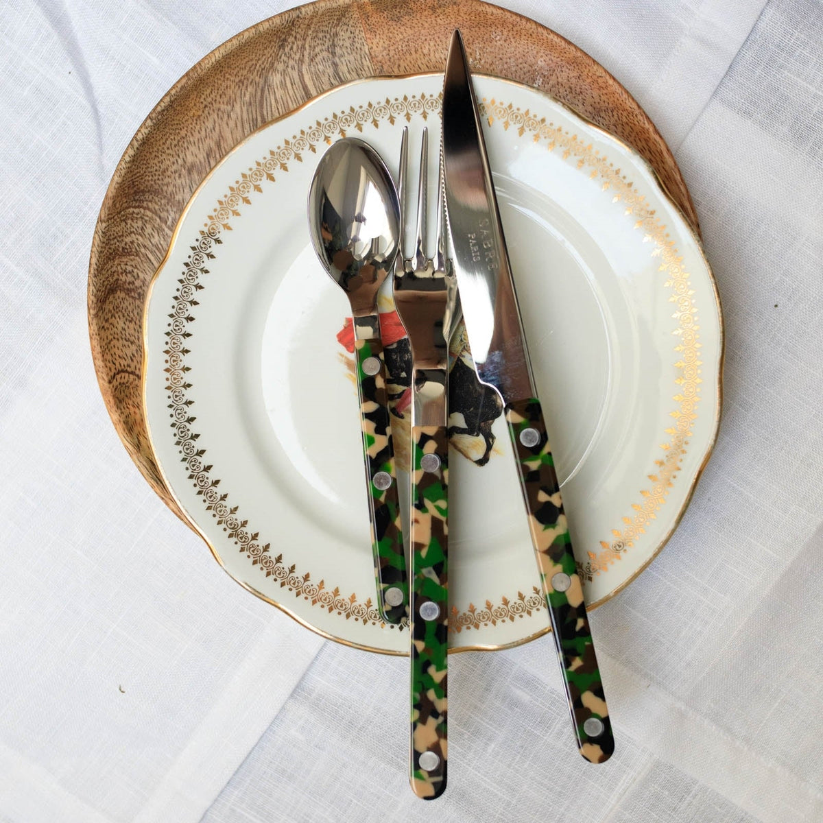 Sabre Paris 4 Pieces Shiny Cutlery Set Camouflage – detail