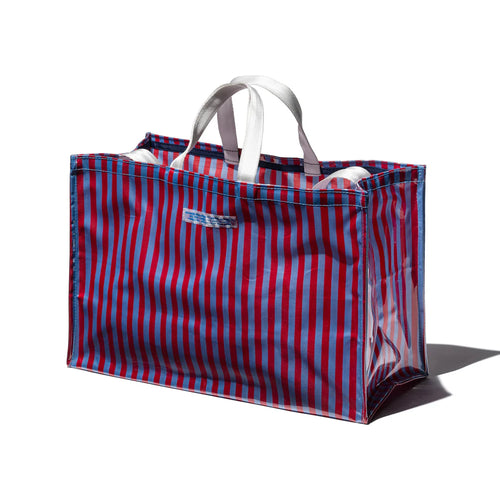 Covered School Tie Fabric Market Bag – Red x Light Blue