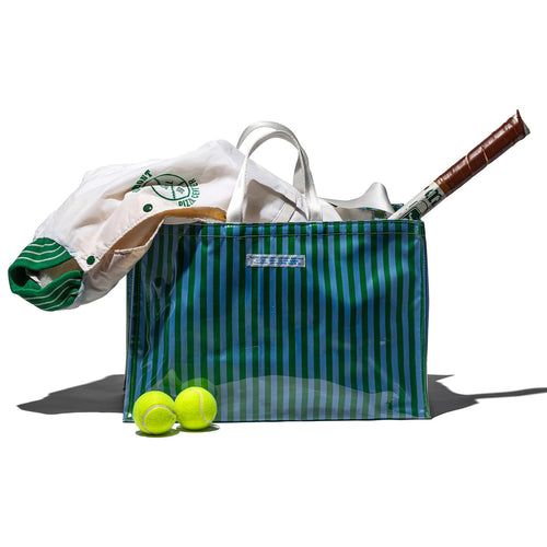Puebco Covered School Tie Fabric Market Bag Green x Light Blue