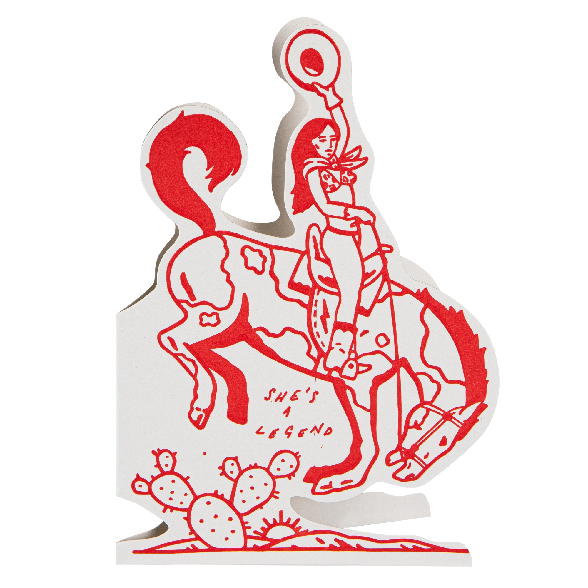 Archivist cut-out letterpress card with a cowgirl illustration
