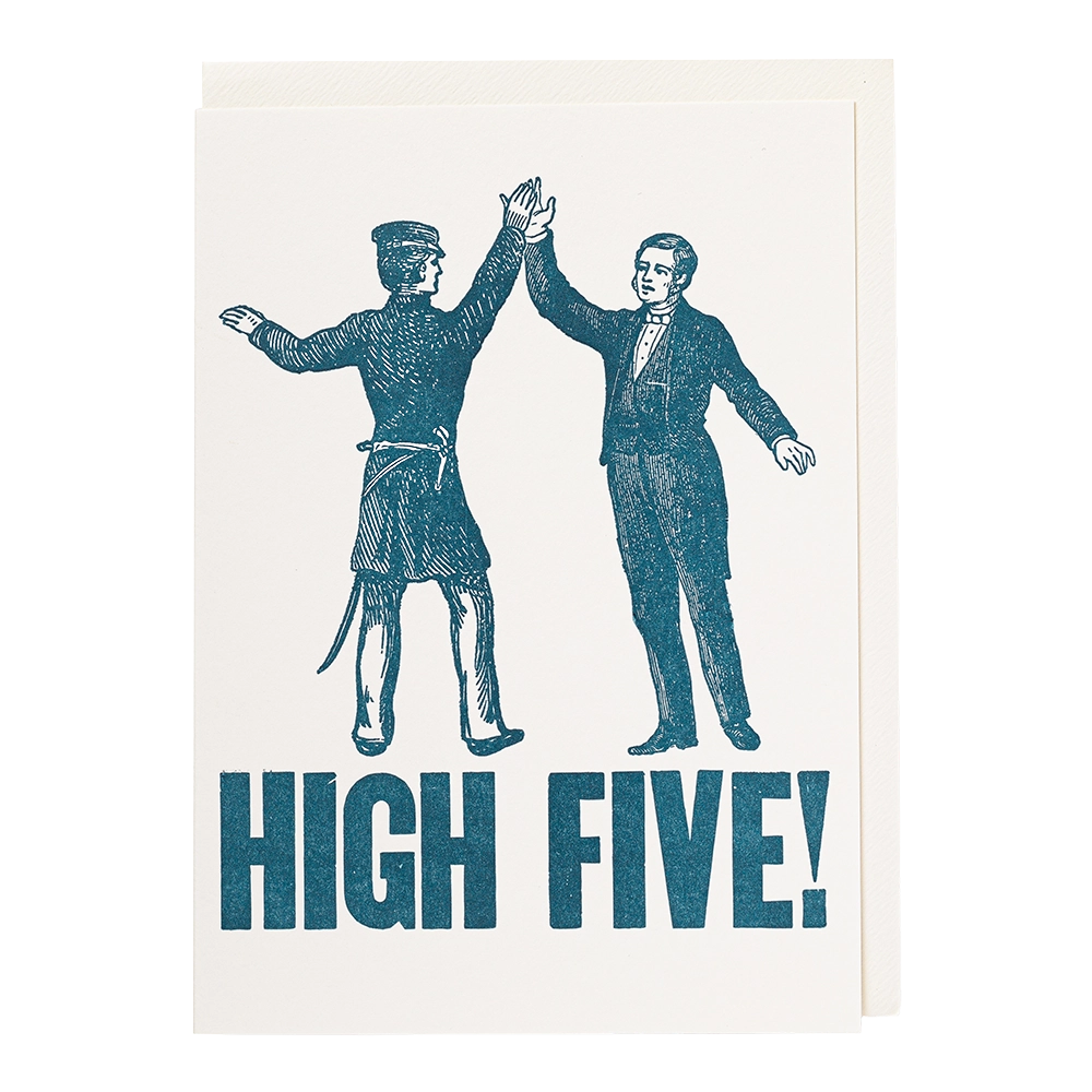 High Five letterpress notelet by Archivist, printed in the UK on recycled paper