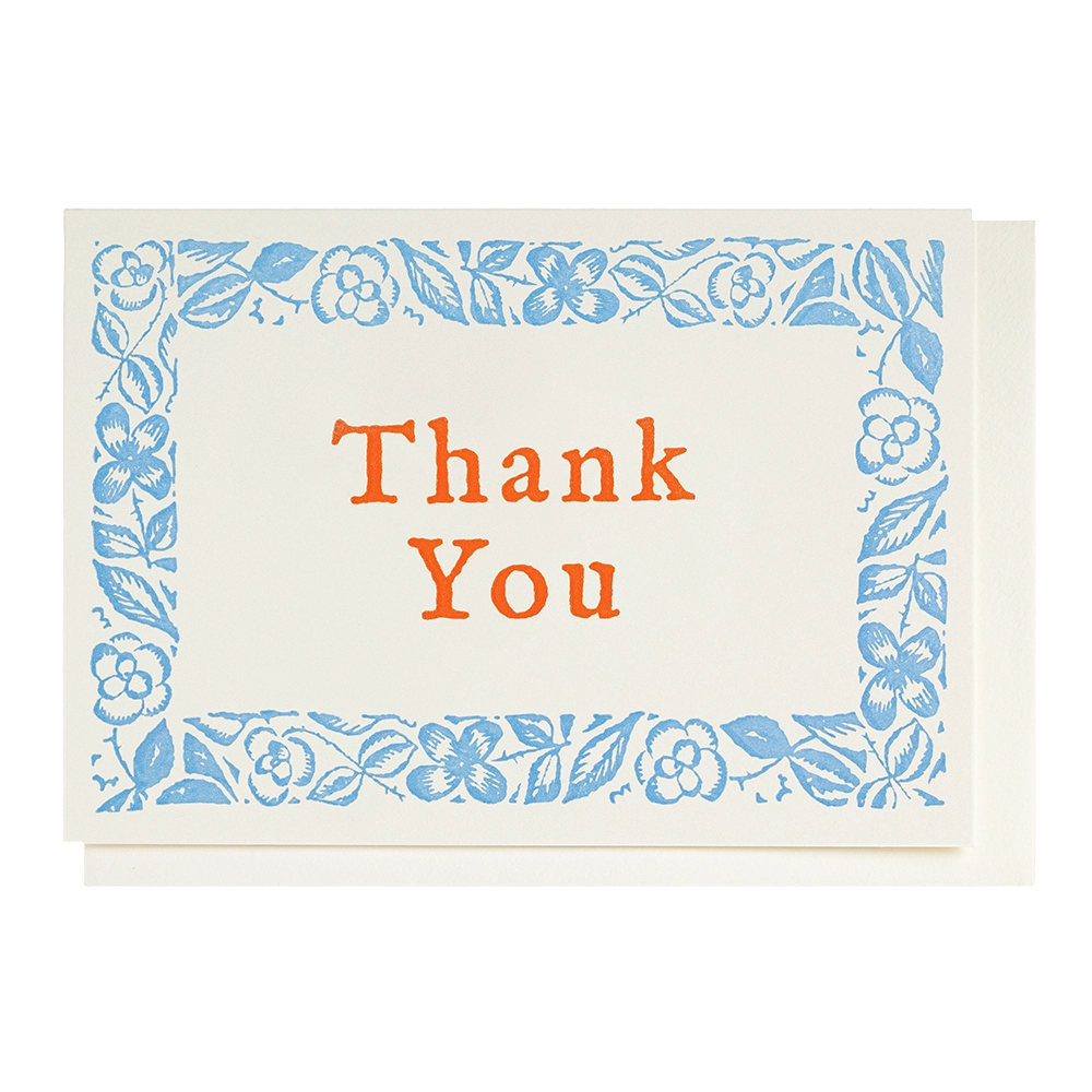 Floral Thank You letterpress notelet by Archivist, printed in the UK on recycled paper