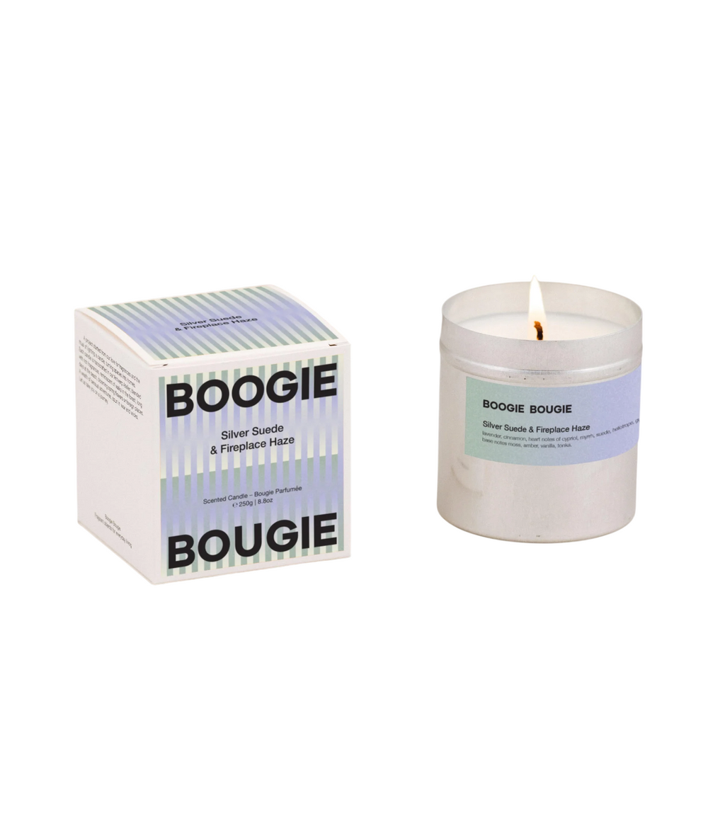 Boogie Bougie Candle - Silver Suede & Fireplace Haze