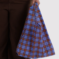 Blue tartan Baggu Standard Bag in recycled ripstop nylon