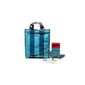 Puebco Covered Towel Document Bag in blue x light blue, made from repurposed towels, at JUJUHOME London