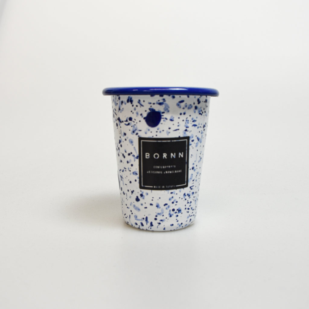 Bornn - Monochrome Small Tumbler 250ml | Blue Splatter