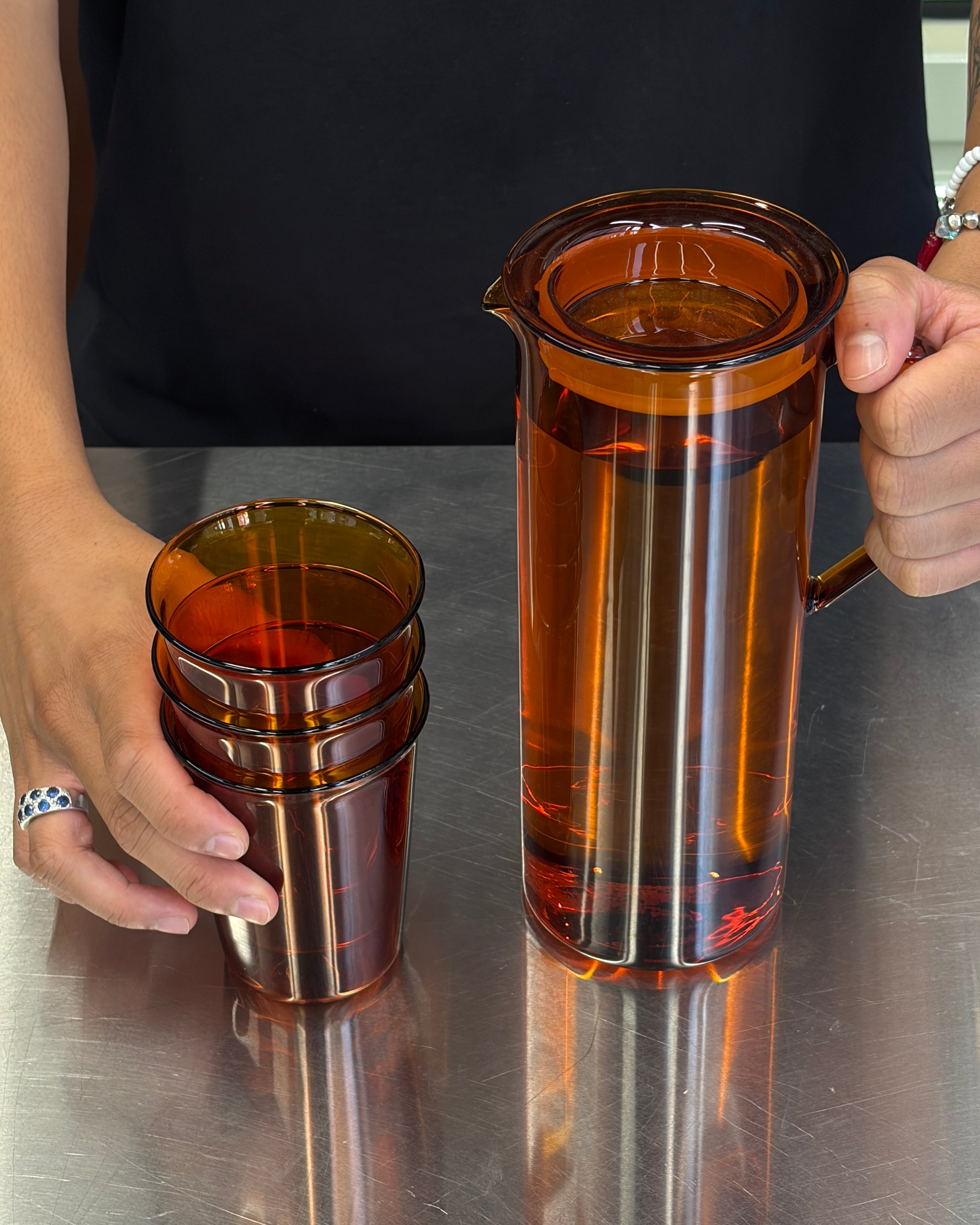 Cast Amber Table Set – Cast Amber glass 350ml x4 + Amber jug 1.2L