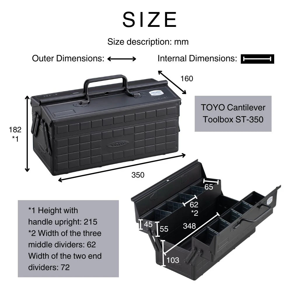 TOYO - Cantilever Toolbox ST-350 | Antique Green