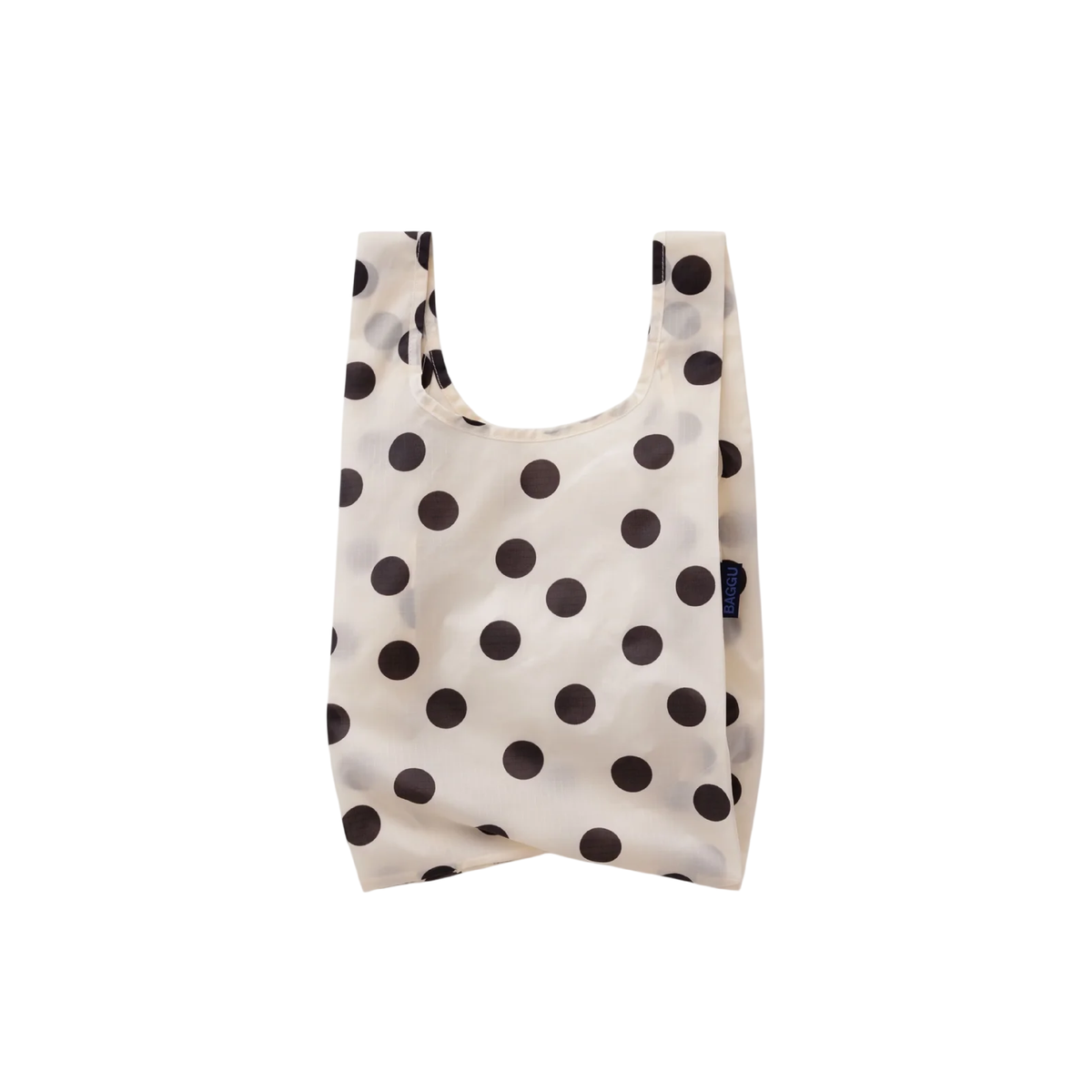 Baggu Baby Bag in cream and black polka dot, small reusable bag