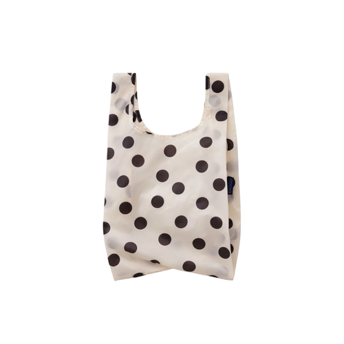 Baggu Baby Bag in cream and black polka dot, small reusable bag