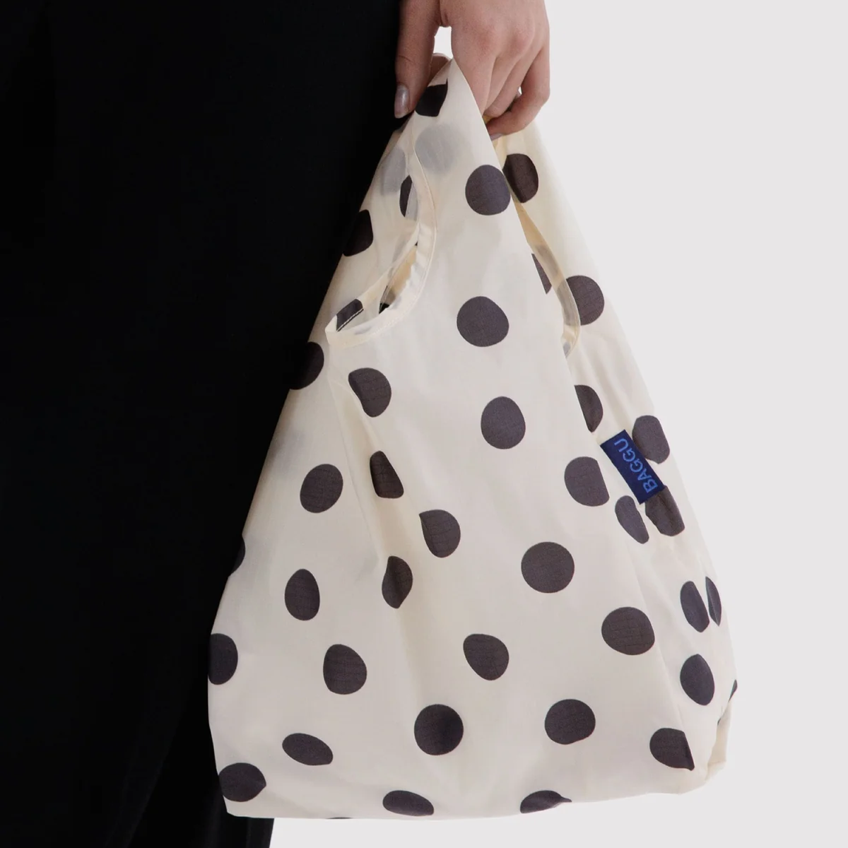Cream and black polka dot Baggu Baby Bag in recycled ripstop nylon
