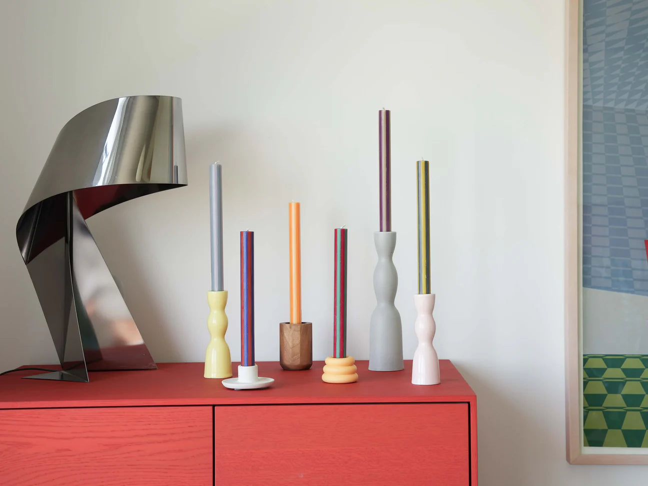 Yod & Co - Stripe Dinner Candles |  Clementine / Yellow Fade