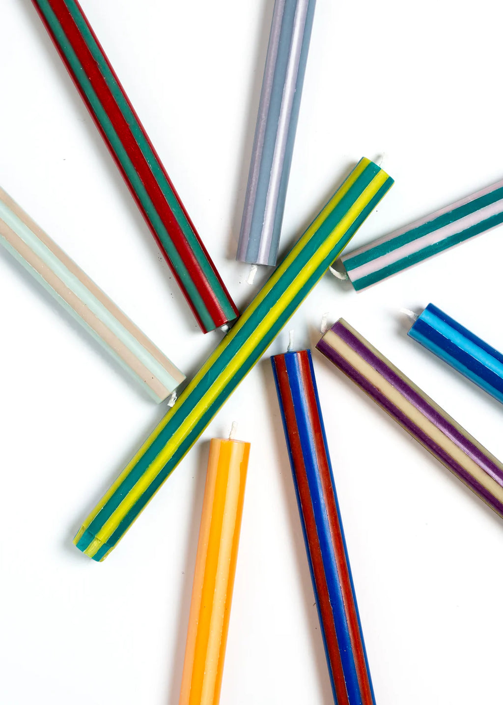 Yod & Co - Stripe Dinner Candles |  Clementine / Yellow Fade