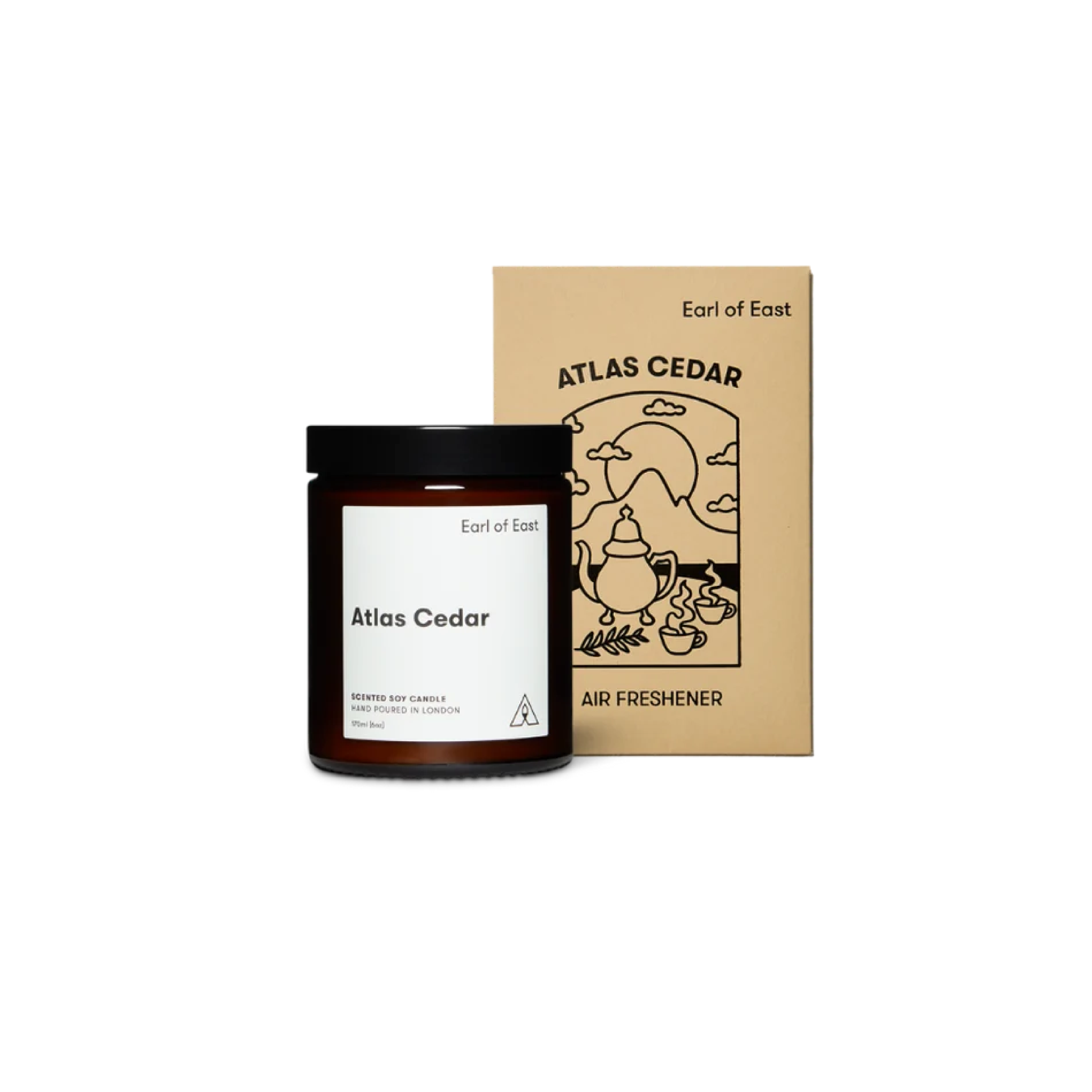 Earl of East Atlas Cedar set — 170ml soy wax candle with matching air freshener