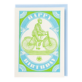 Archivist letterpress birthday card with a bicycle illustration