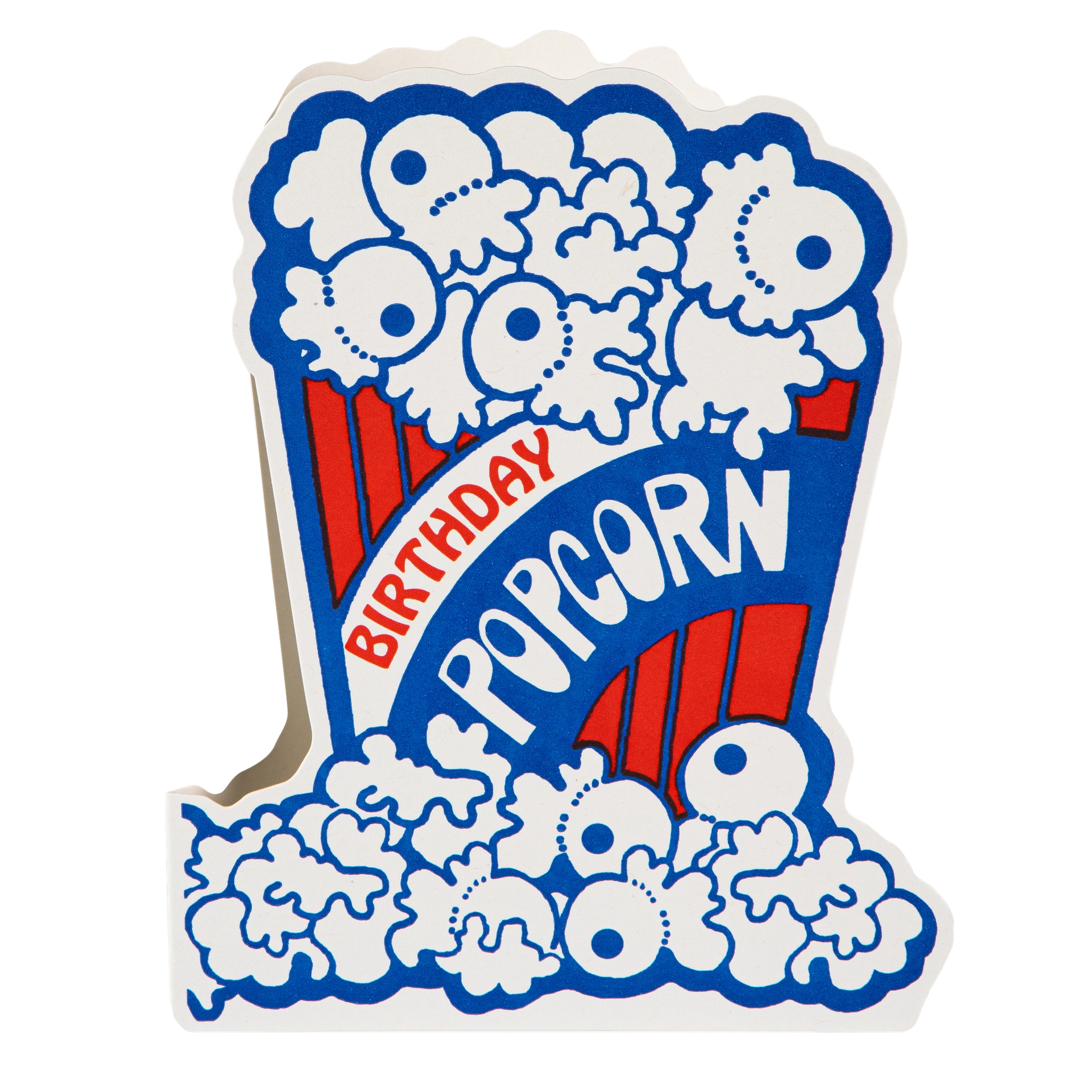 Popcorn Birthday cut-out letterpress keepsake card by Archivist, printed in the UK on recycled paper