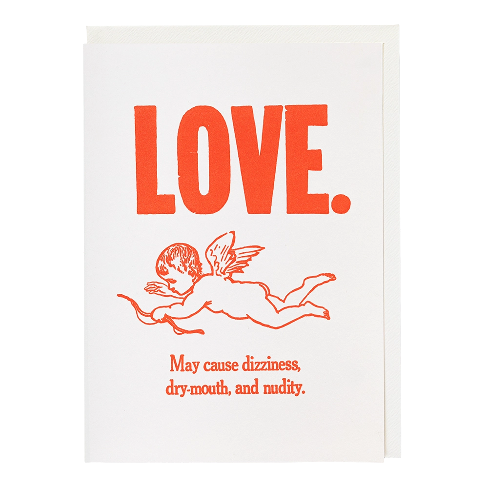 Cupid Love letterpress greeting card by Archivist, printed in the UK on recycled paper