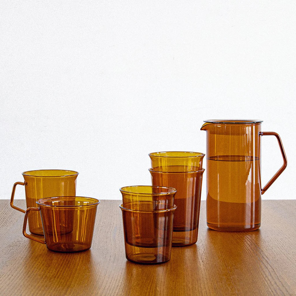 KINTO Cast Amber Glass 350ml in a table setting