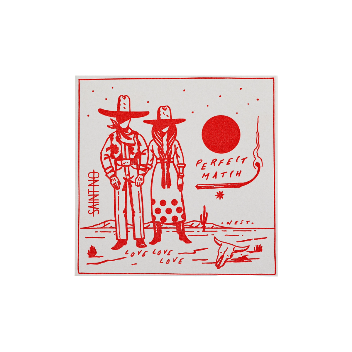Archivist illustrated safety matches in a cowboy print box