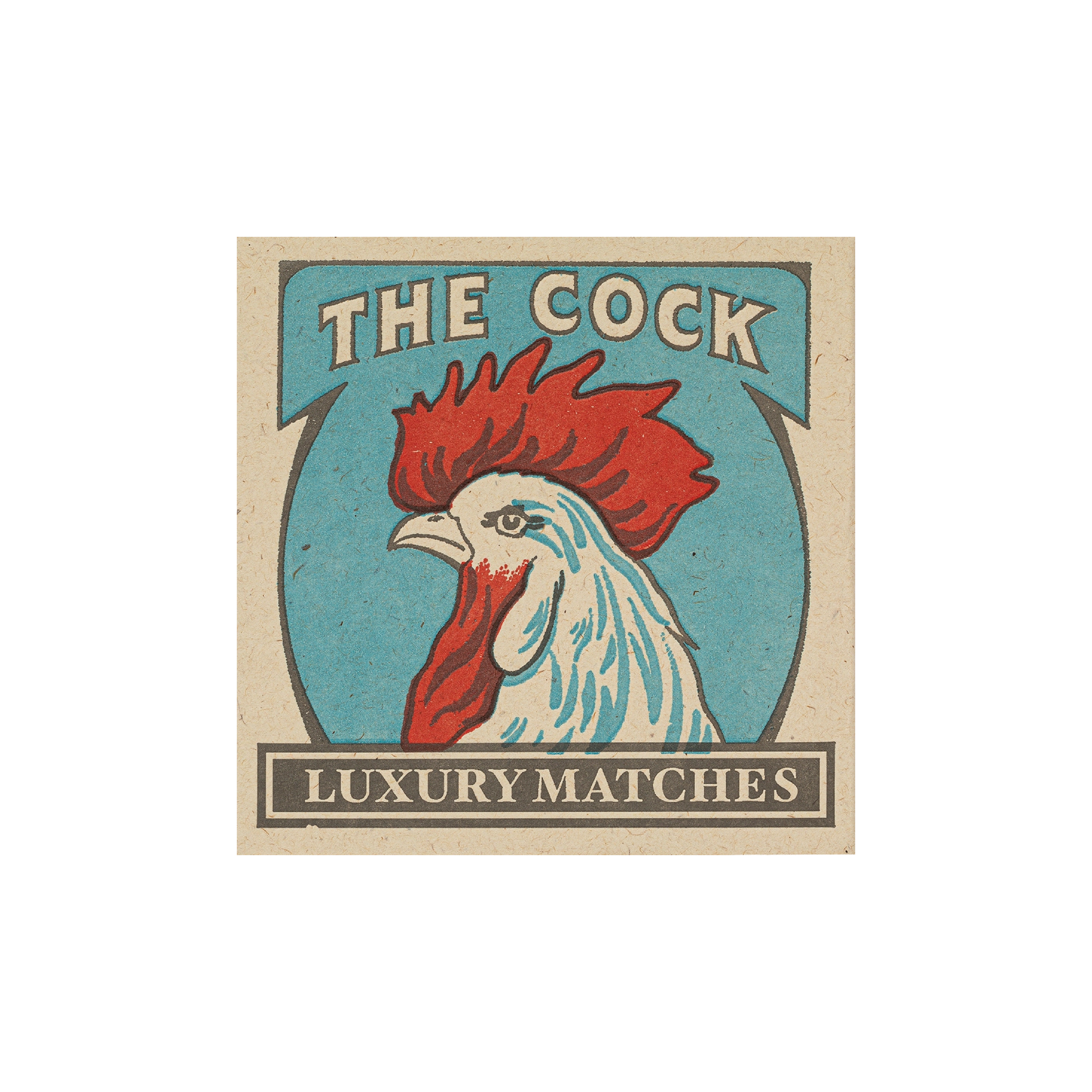 Archivist illustrated safety matches in a cockerel print box