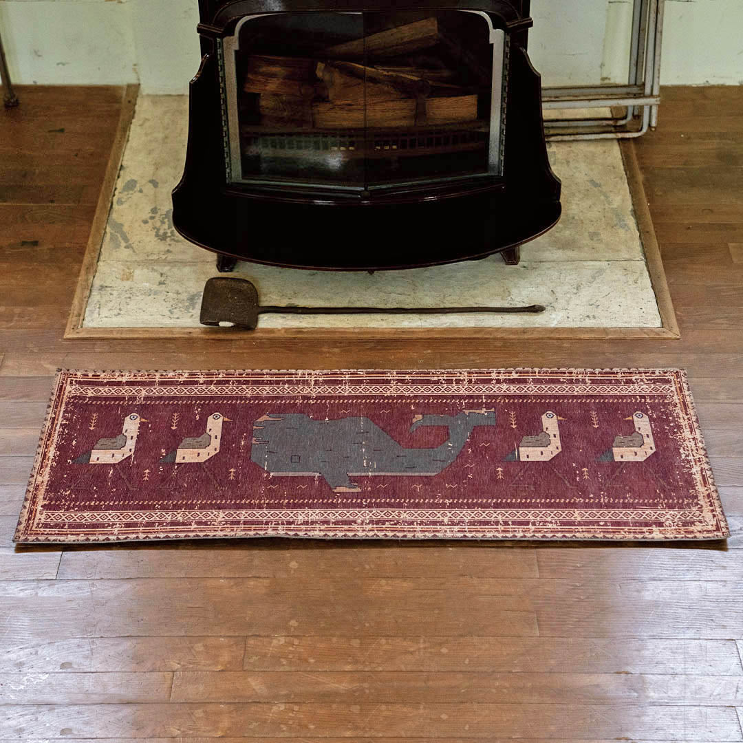 Dulton Long Mat Whale & Gulls – detail