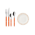 Lunch Set — two Saloon 220 lunch plates with Sabre Paris cutlery in orange