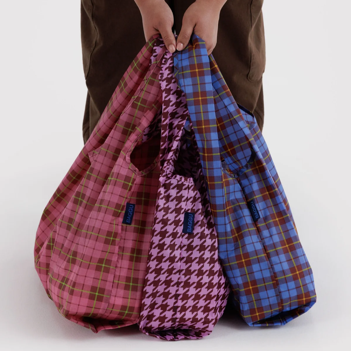 Check mix Baggu Standard Bags, set of three reusable bags