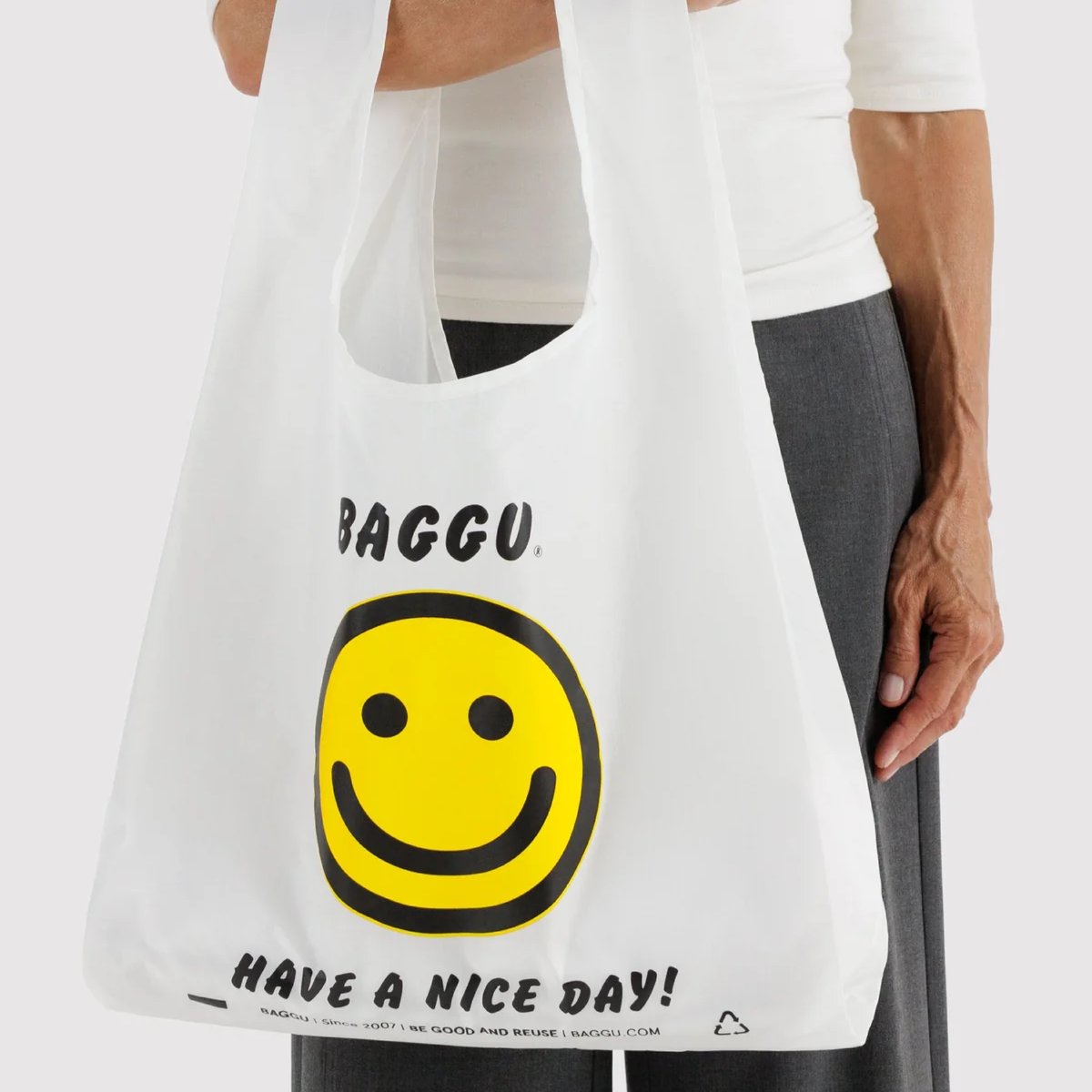 Thank You Happy print Baggu Standard Bag in recycled ripstop nylon
