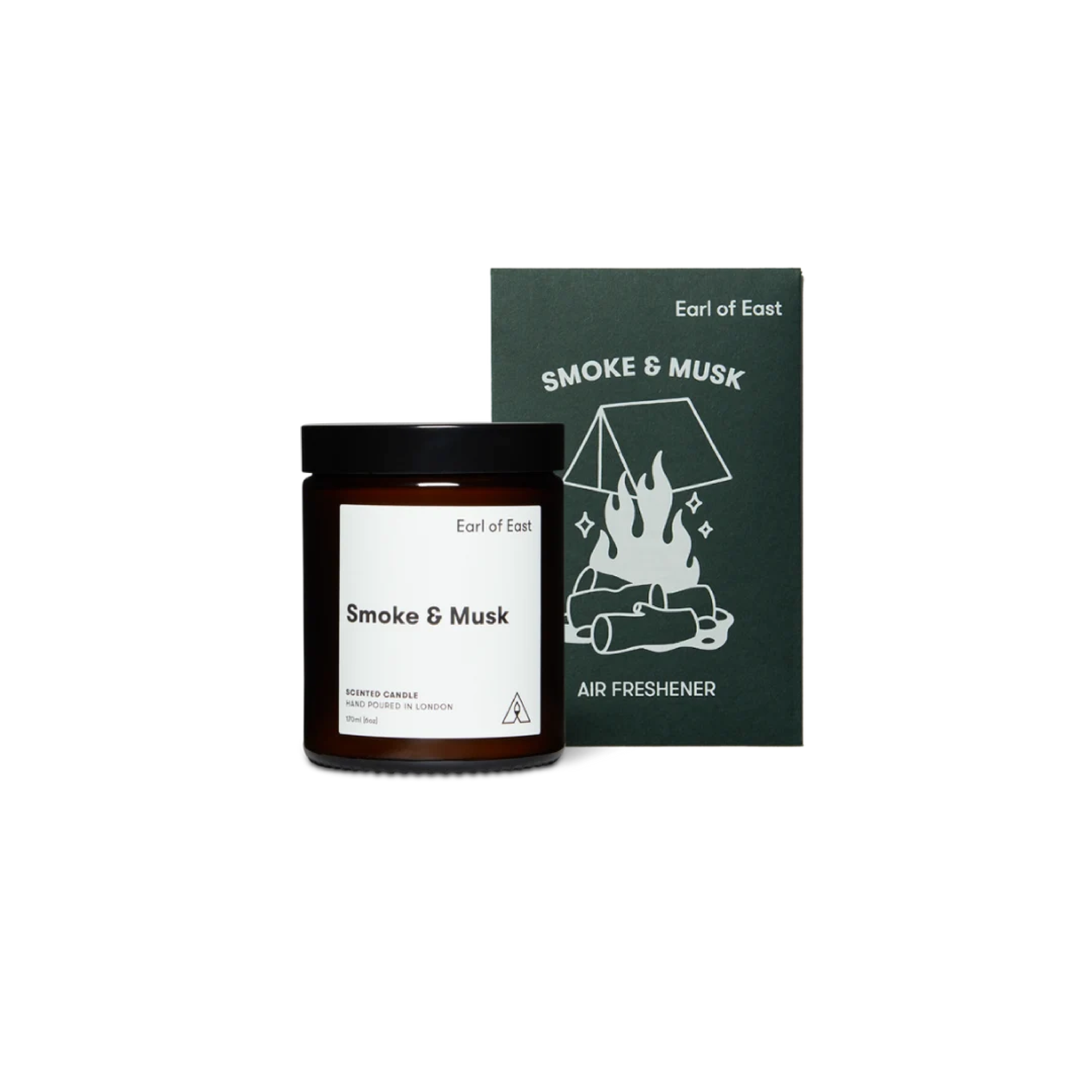 Earl of East Smoke & Musk set — 170ml soy wax candle with matching air freshener